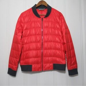 Athleta Red Orange Goose Down Filled Puffer Jacket Size XL